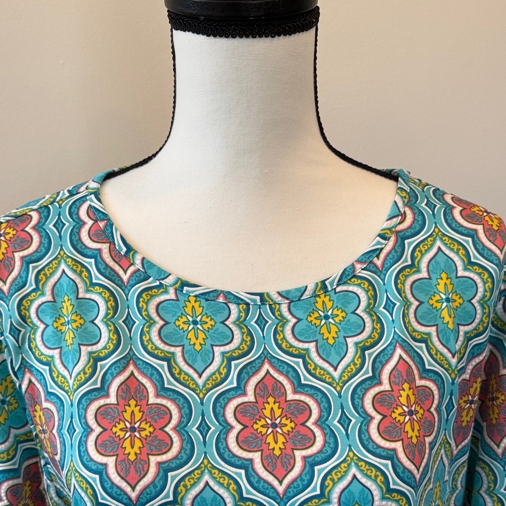 Ruby Rd Colorful Geometric Pattern Dress Size Medium - Picture 3 of 9